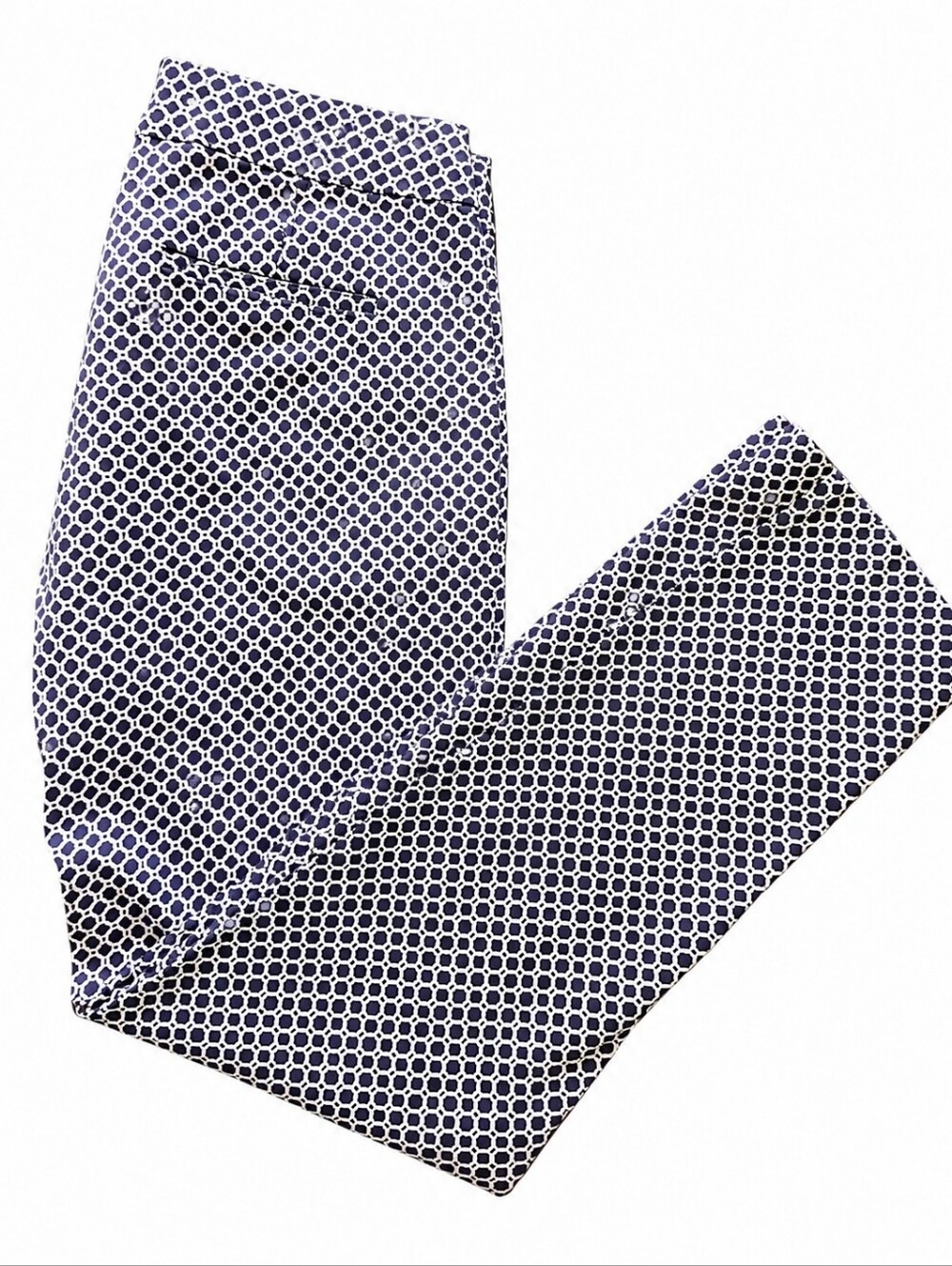 Willi Smith Women's Pants Chinos Ankle Blue and White Geometric Design Size 4